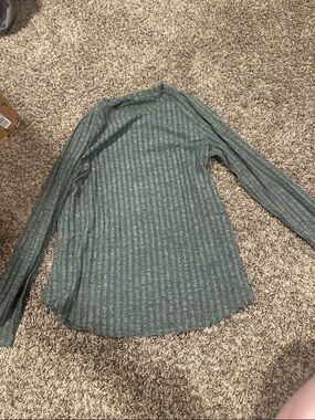 Women's Ribbed Long-Sleeve Crewneck Top - Teal